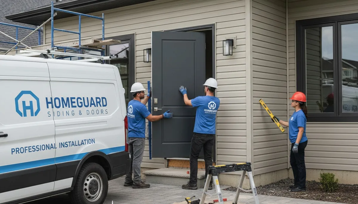 Vinyl siding and door installation by Next Level Exteriors in Brooklyn, NY homes
